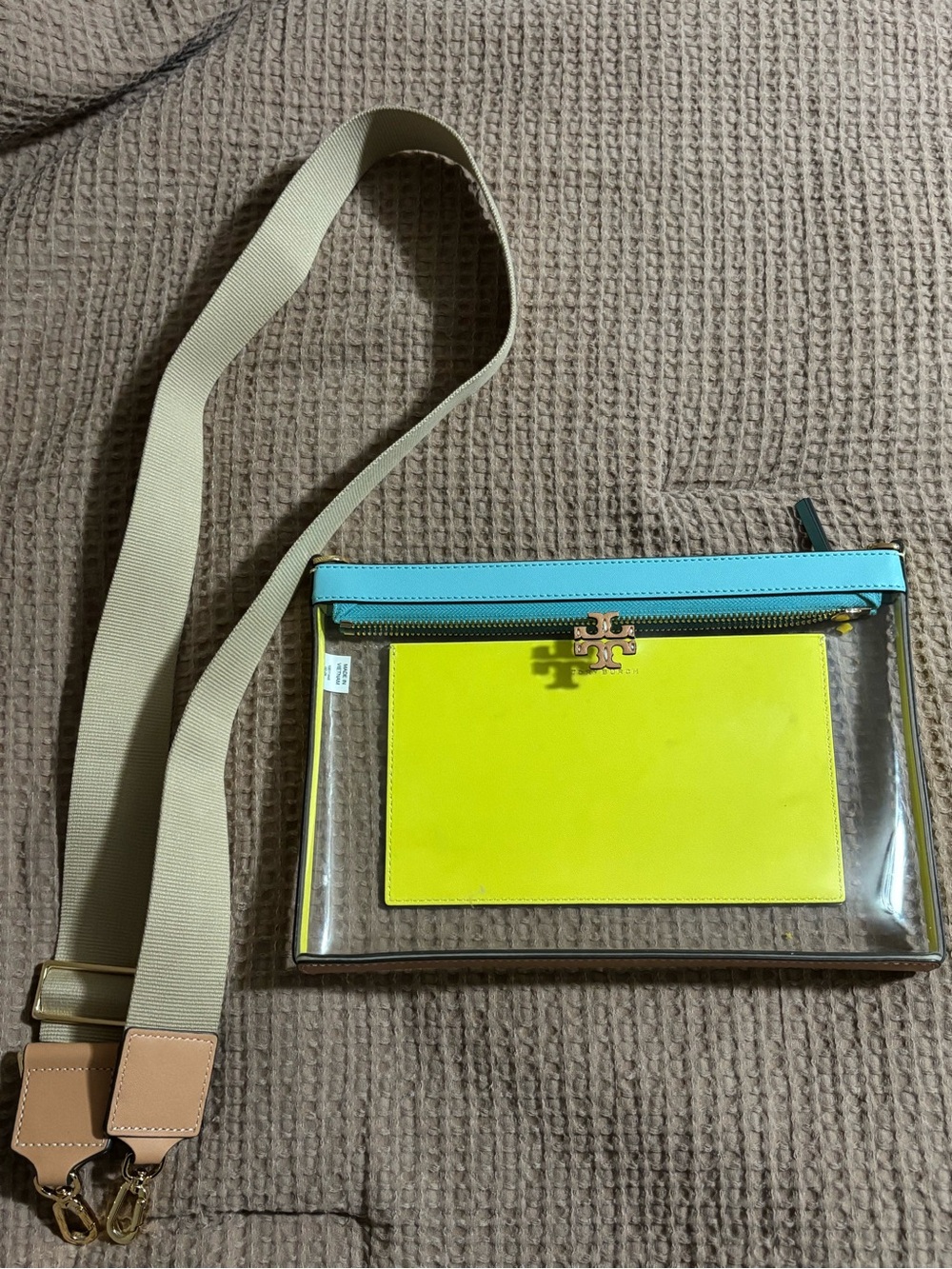 Tory Burch Clear Crossbody with Yellow and Turquoise Accents